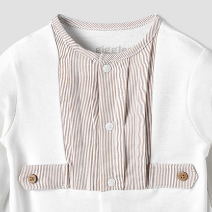 Giggles Cotton Round Neck Long Sleeves Sleepsuit with Snap Button Closure