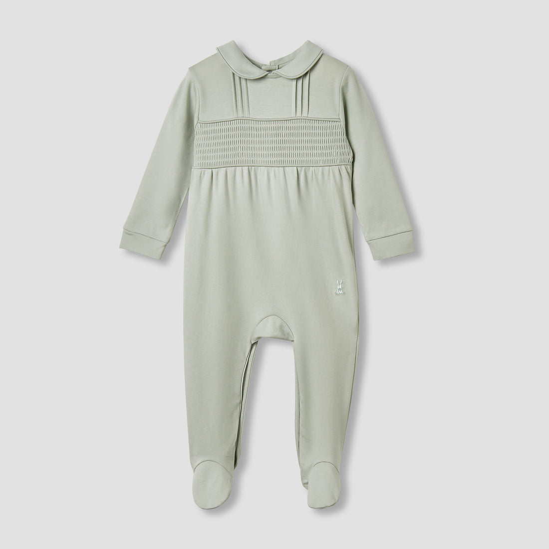 Giggles Pintuck Closed Feet Sleepsuit with Long Sleeves - Blue / 9-12 mths