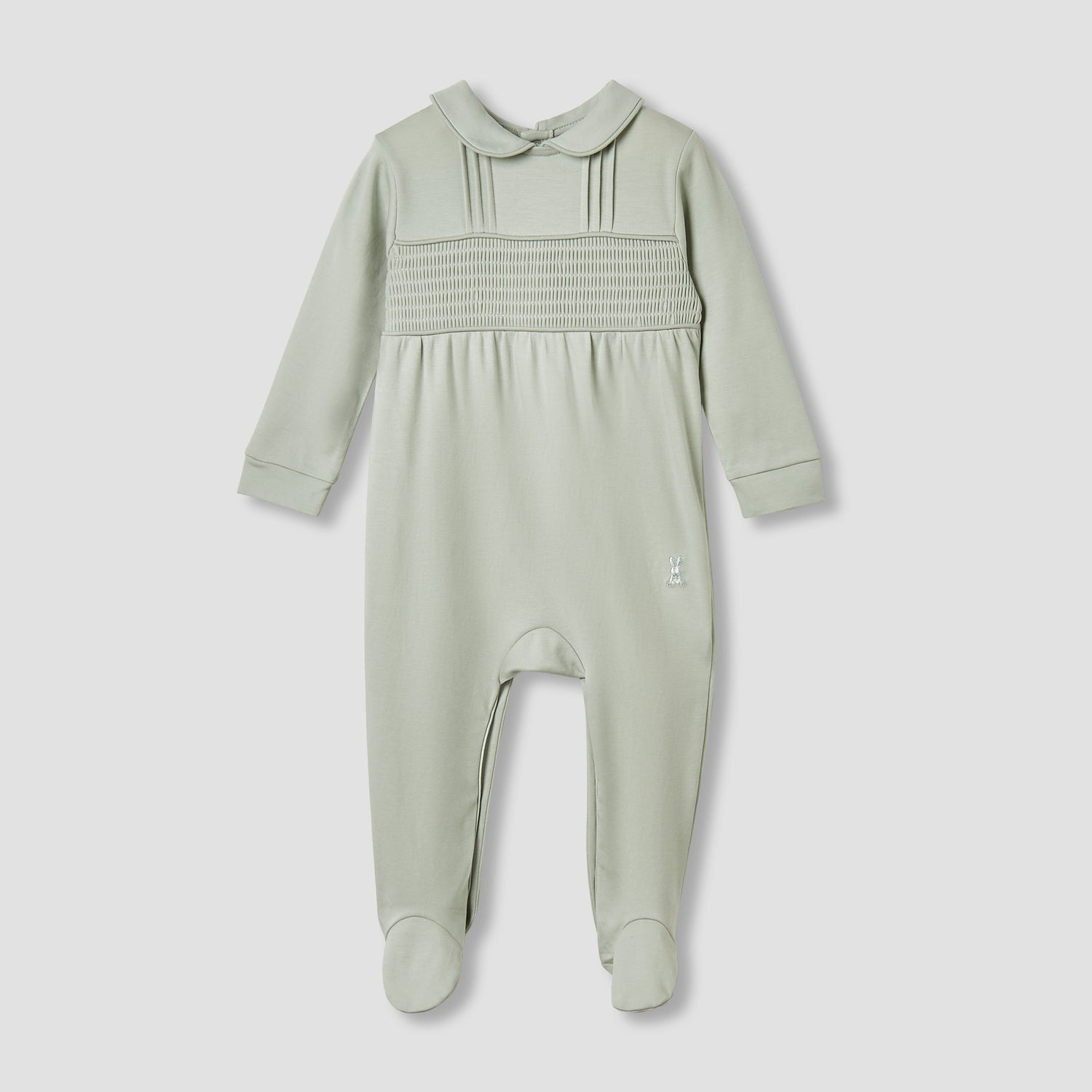 Giggles Pintuck Closed Feet Sleepsuit with Long Sleeves - Blue / 9-12 mths
