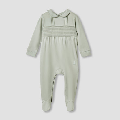 Giggles Pintuck Closed Feet Sleepsuit with Long Sleeves - Blue / 9-12 mths