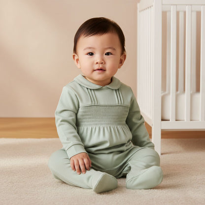 Giggles Pintuck Closed Feet Sleepsuit with Long Sleeves