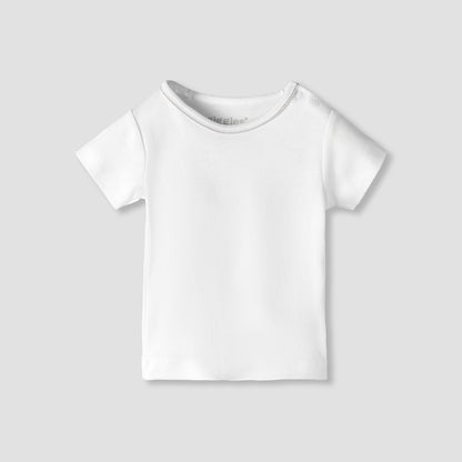 Giggles Round Neck Short Sleeve T-shirt and Dungaree Set with Snap Button Closure