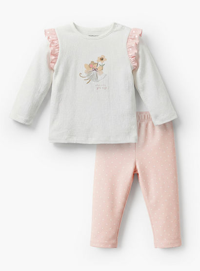 Juniors Cotton Round Neck Long Sleeves Pyjama Set with Graphic Print-baby-girls-clothing-nightwear-pyjamasets-image-2