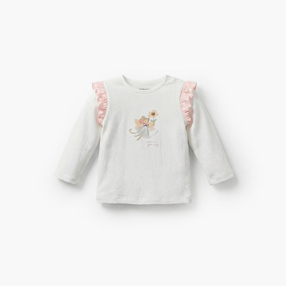 Juniors Cotton Round Neck Long Sleeves Pyjama Set with Graphic Print