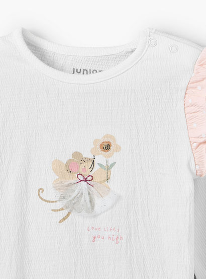 Juniors Cotton Round Neck Long Sleeves Pyjama Set with Graphic Print-baby-girls-clothing-nightwear-pyjamasets-image-5