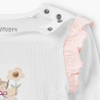 Juniors Cotton Round Neck Long Sleeves Pyjama Set with Graphic Print