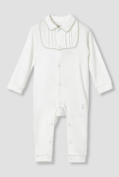 Giggles Pintuck Detail Collared Sleepsuit with Long Sleeves