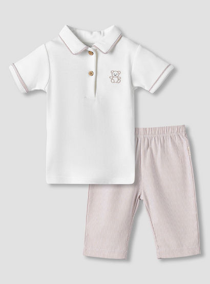 Giggles Cotton Collared Short Sleeves Pyjama Set with Striped Design-baby-boys-clothing-nightwear-pyjamasets-image-2