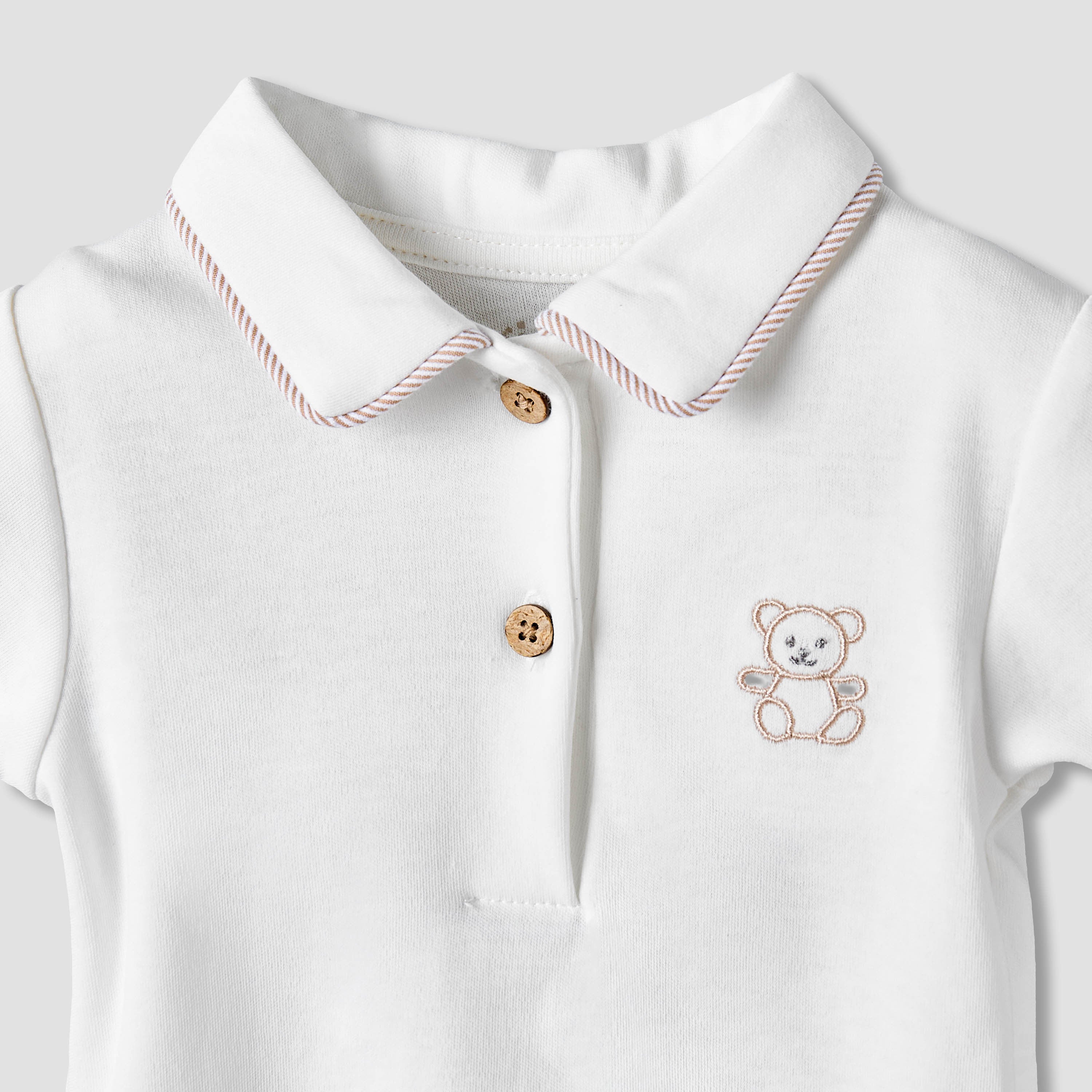 Giggles Cotton Collared Short Sleeves Pyjama Set with Striped Design