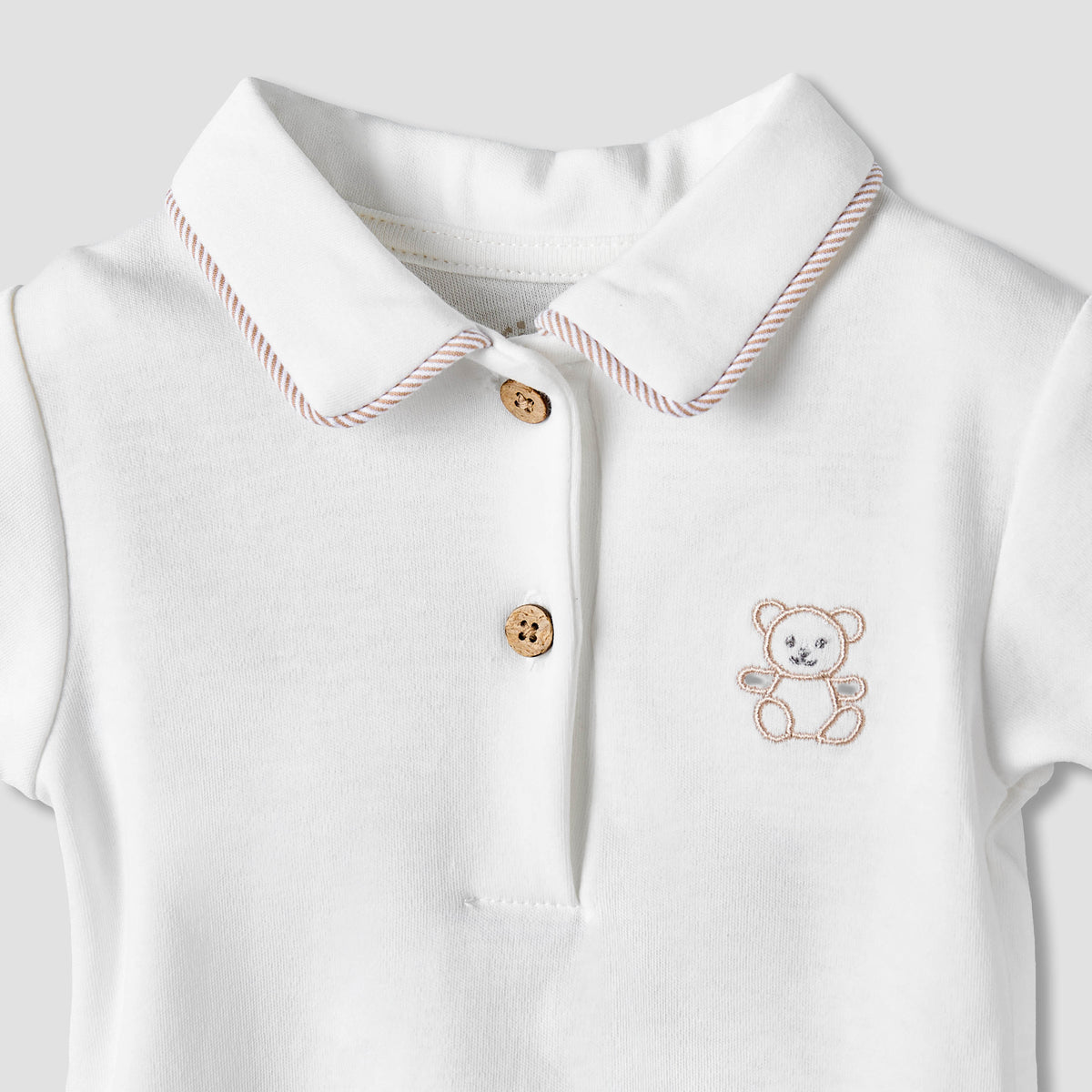Giggles Cotton Collared Short Sleeves Pyjama Set with Striped Design