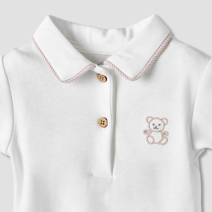 Giggles Cotton Collared Short Sleeves Pyjama Set with Striped Design