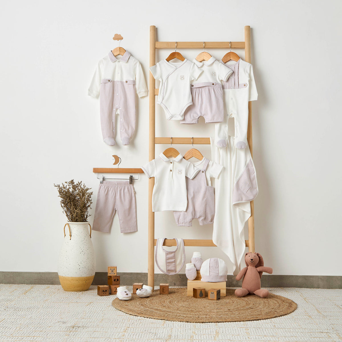 Giggles Cotton Collared Short Sleeves Pyjama Set with Striped Design