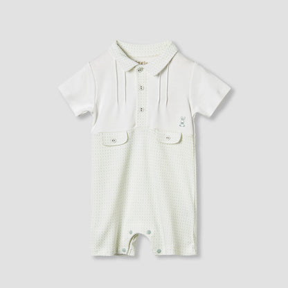 Giggles Printed Romper with Short Sleeves