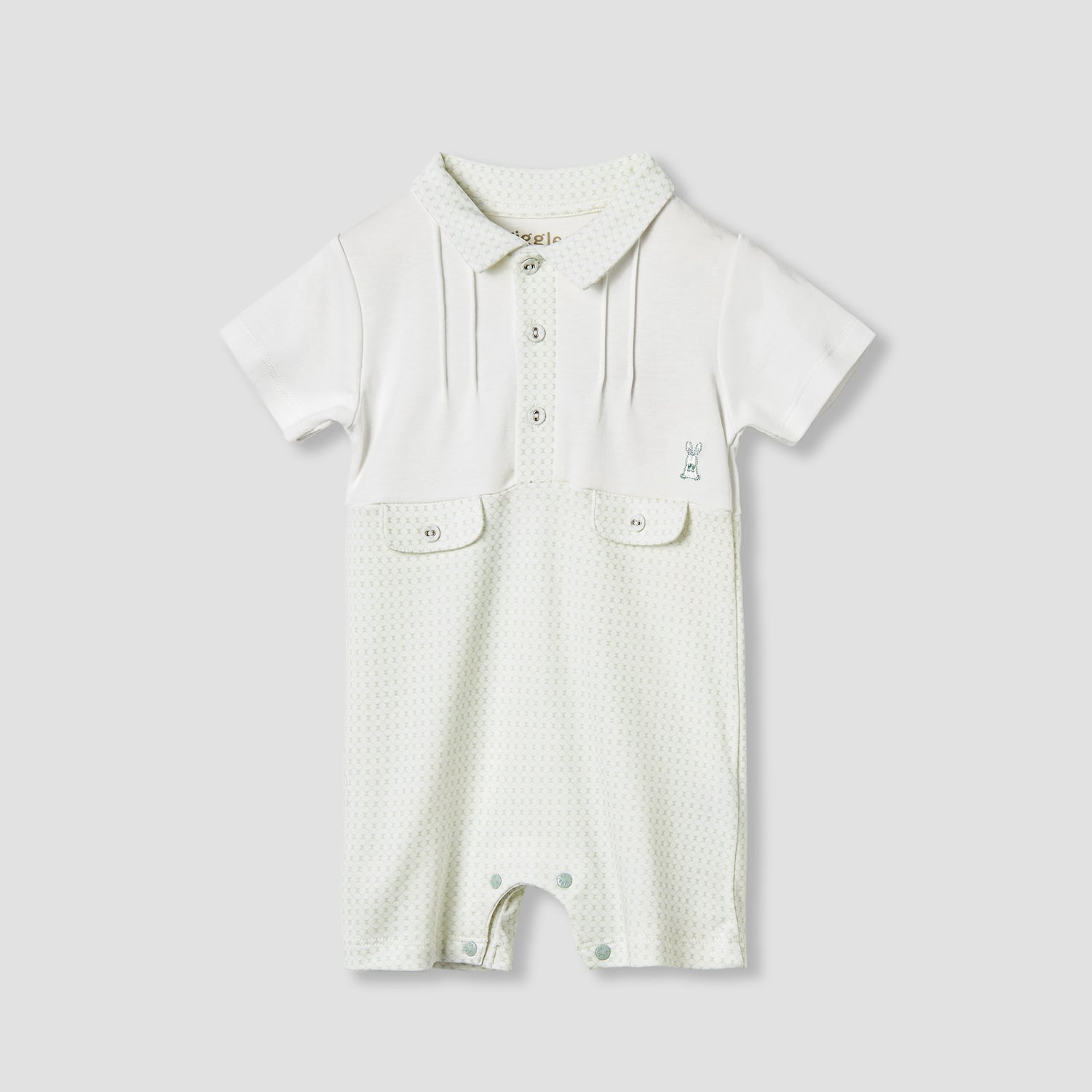Giggles Printed Romper with Short Sleeves