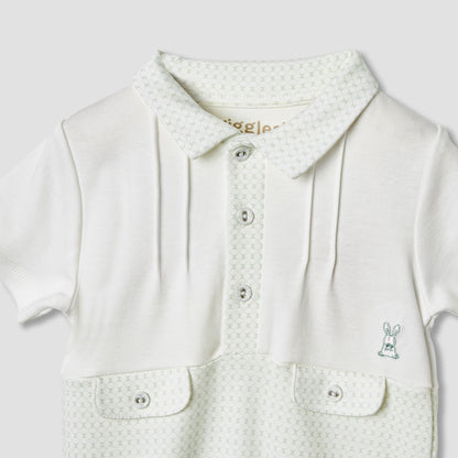 Giggles Printed Romper with Short Sleeves