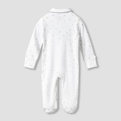 Giggles Cotton Collared Neck Long Sleeve Sleepsuit with Snap Button Closure