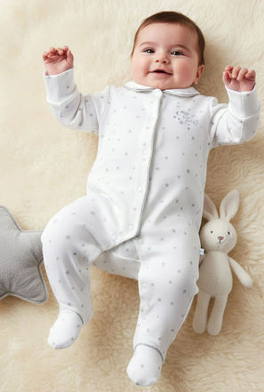 Giggles Cotton Collared Neck Long Sleeve Sleepsuit with Snap Button Closure
