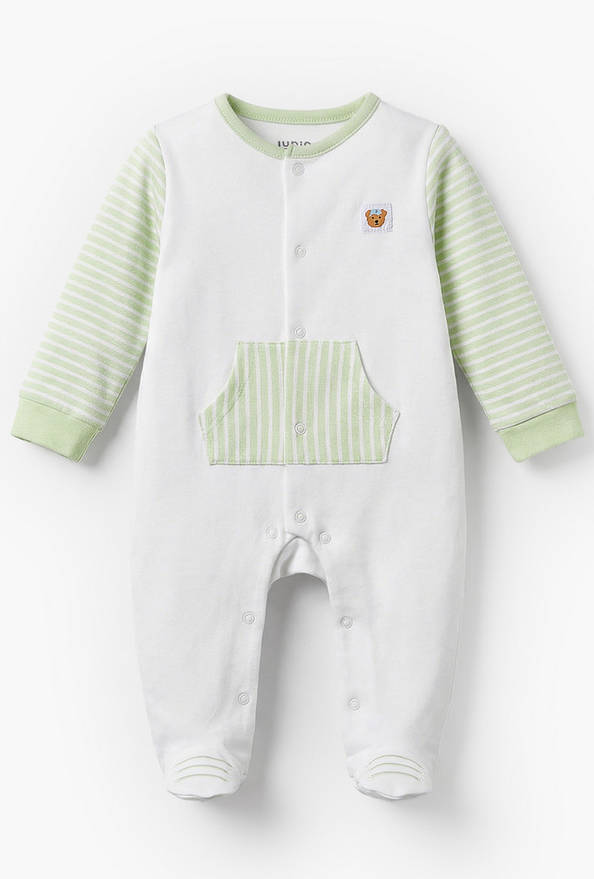 Juniors Round Neck Long Sleeves Sleepsuit with Stripes