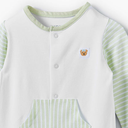Juniors Round Neck Long Sleeves Sleepsuit with Stripes