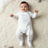 Giggles Cotton Collared Neck Long Sleeve Sleepsuit with Snap Button Closure - White / 9-12 mths