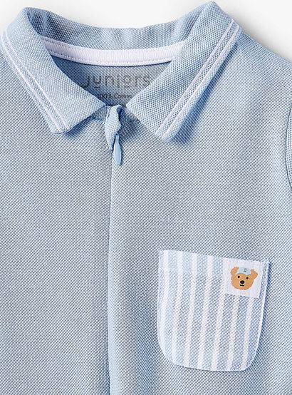Juniors Cotton Collared Long Sleeves Sleepsuit with Pocket Detail-baby-boys-clothing-nightwear-sleepsuits-image-3