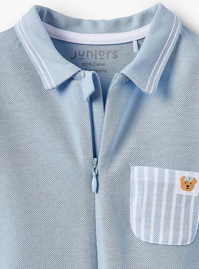 Juniors Cotton Collared Long Sleeves Sleepsuit with Pocket Detail-baby-boys-clothing-nightwear-sleepsuits-image-4