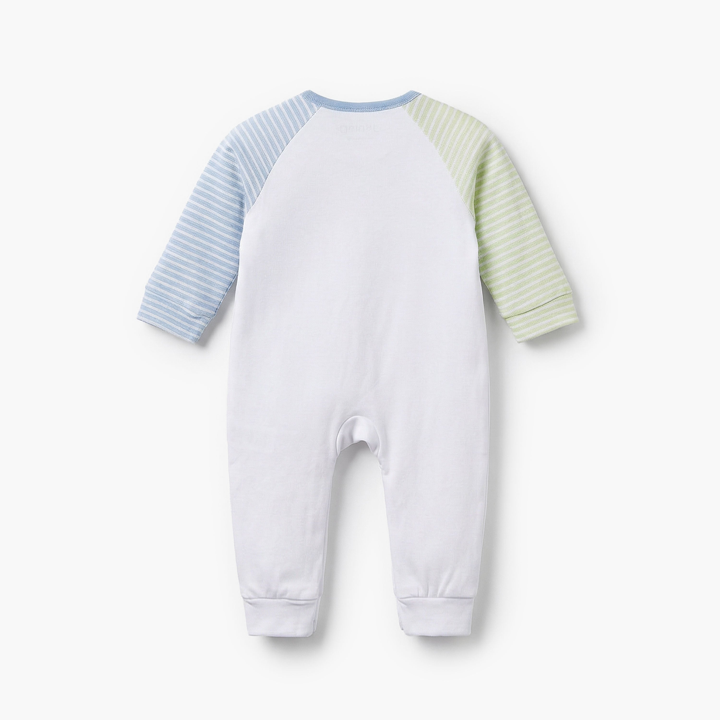 Juniors Cotton Round Neck Long Sleeves Sleepsuit with Bear Print
