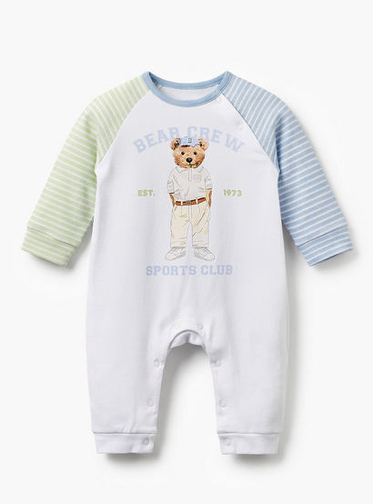 Juniors Cotton Round Neck Long Sleeves Sleepsuit with Bear Print-baby-boys-clothing-nightwear-sleepsuits-image-2