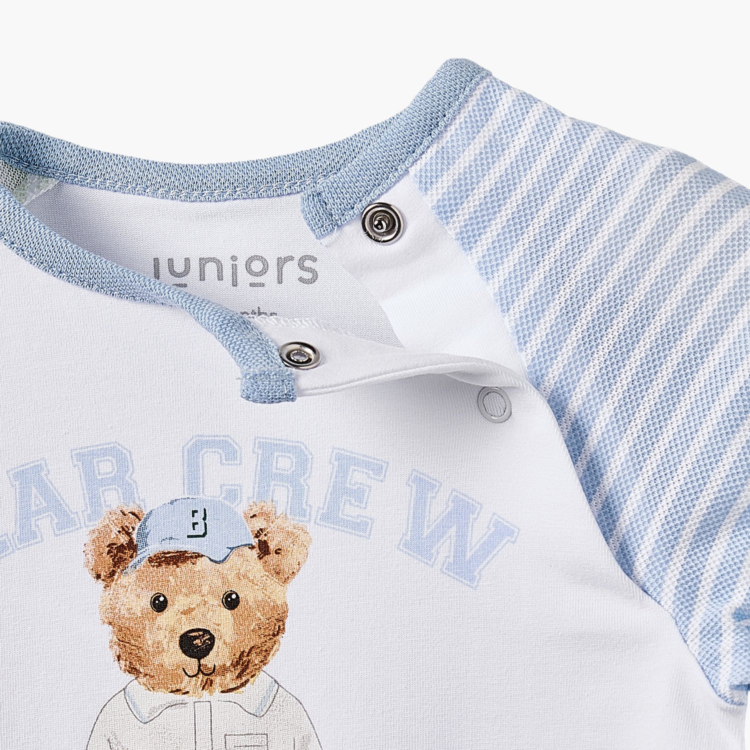 Juniors Cotton Round Neck Long Sleeves Sleepsuit with Bear Print