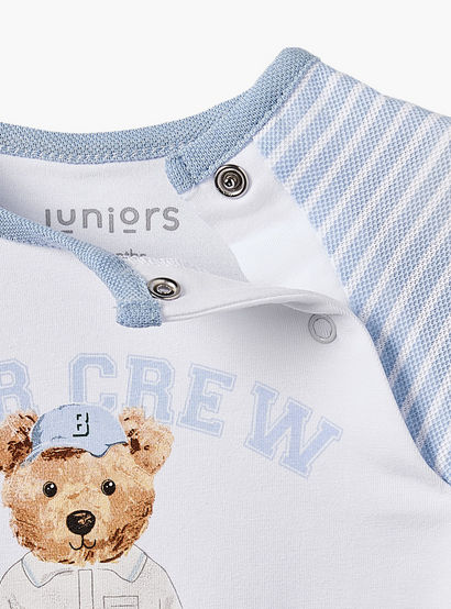 Juniors Cotton Round Neck Long Sleeves Sleepsuit with Bear Print-baby-boys-clothing-nightwear-sleepsuits-image-5