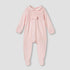 Giggles Smocked and Bow Accent Collared Sleepsuit - Pink / 9-12 mths