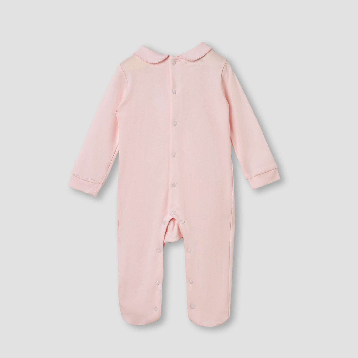 Giggles Smocked and Bow Accent Collared Sleepsuit