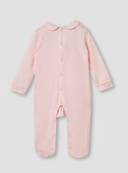 Giggles Smocked and Bow Accent Collared Sleepsuit-baby-girls-clothing-nightwear-sleepsuits-image-2