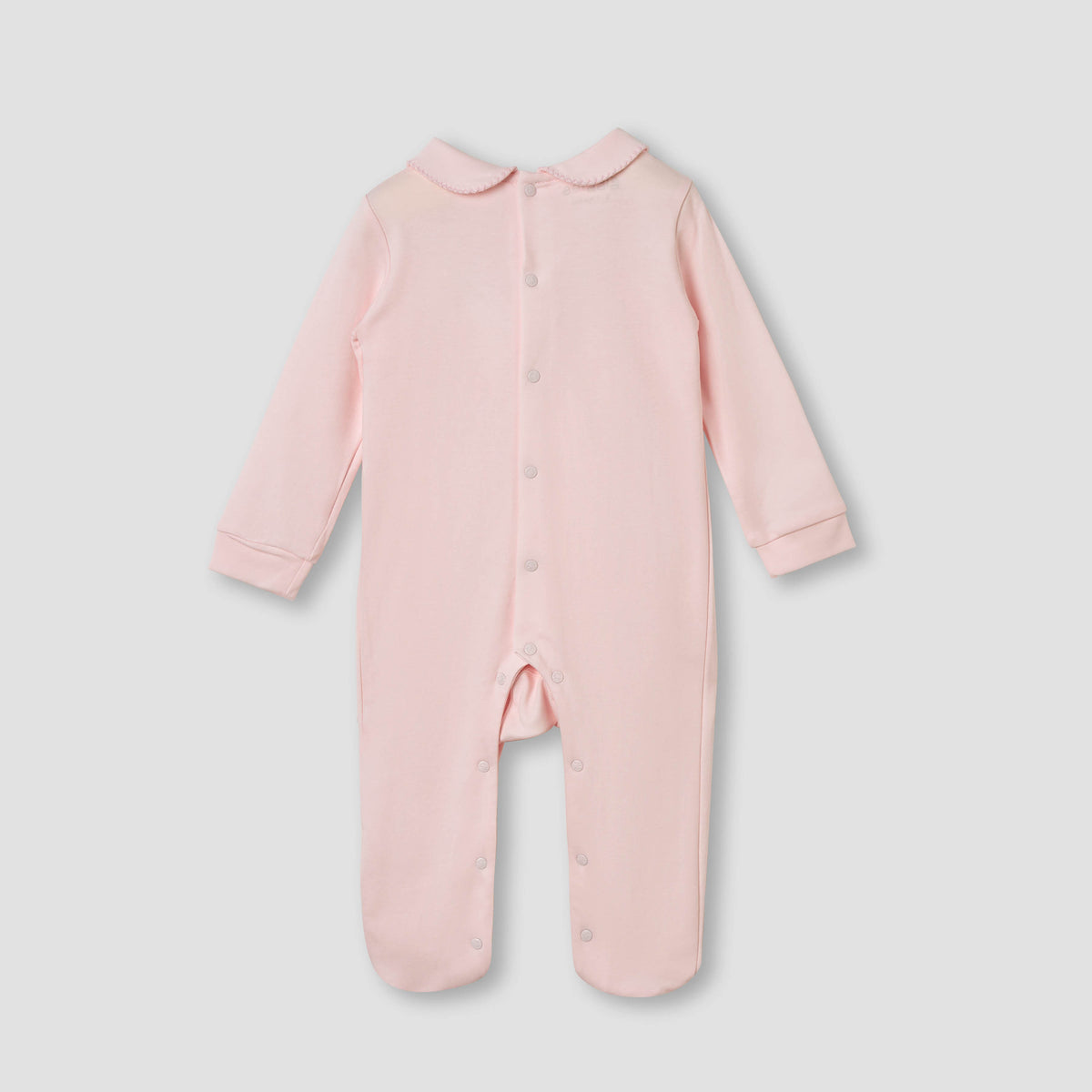 Giggles Smocked and Bow Accent Collared Sleepsuit