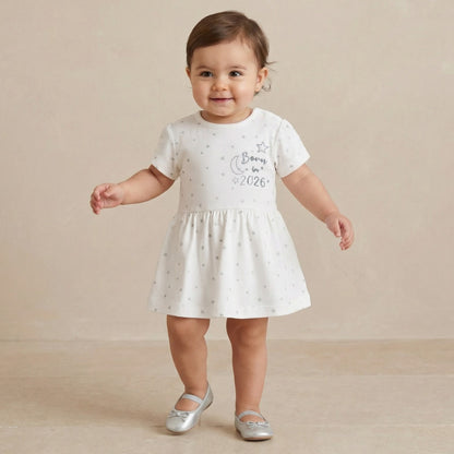 Giggles Round Neck Short Sleeve Dress with Snap Button Closure