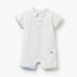 Juniors Collared Short Sleeves Romper with Bear Embroidery - White / 12-18 mths