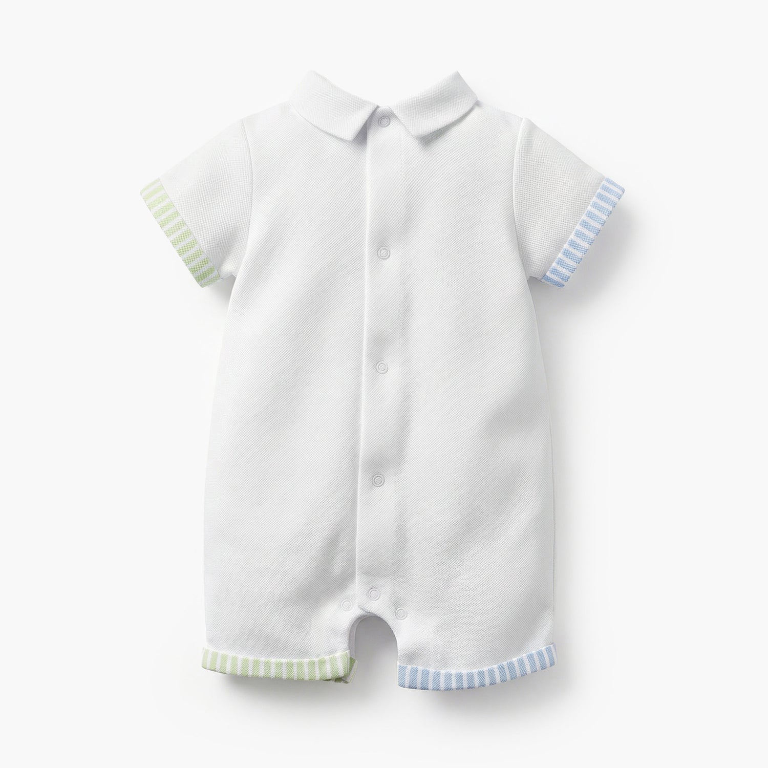 Juniors Collared Short Sleeves Romper with Bear Embroidery