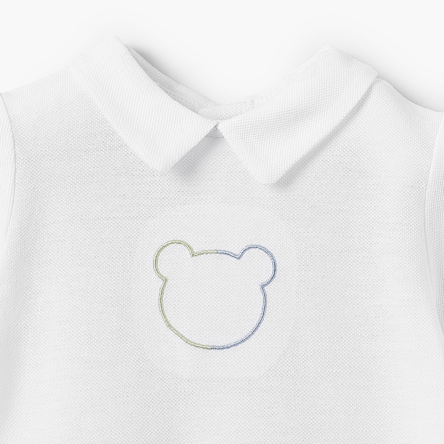 Juniors Collared Short Sleeves Romper with Bear Embroidery