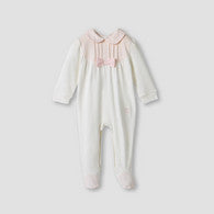 Giggles Bow Accent Collared Closed Feet Sleepsuit with Long Sleeves-undefined-image-1