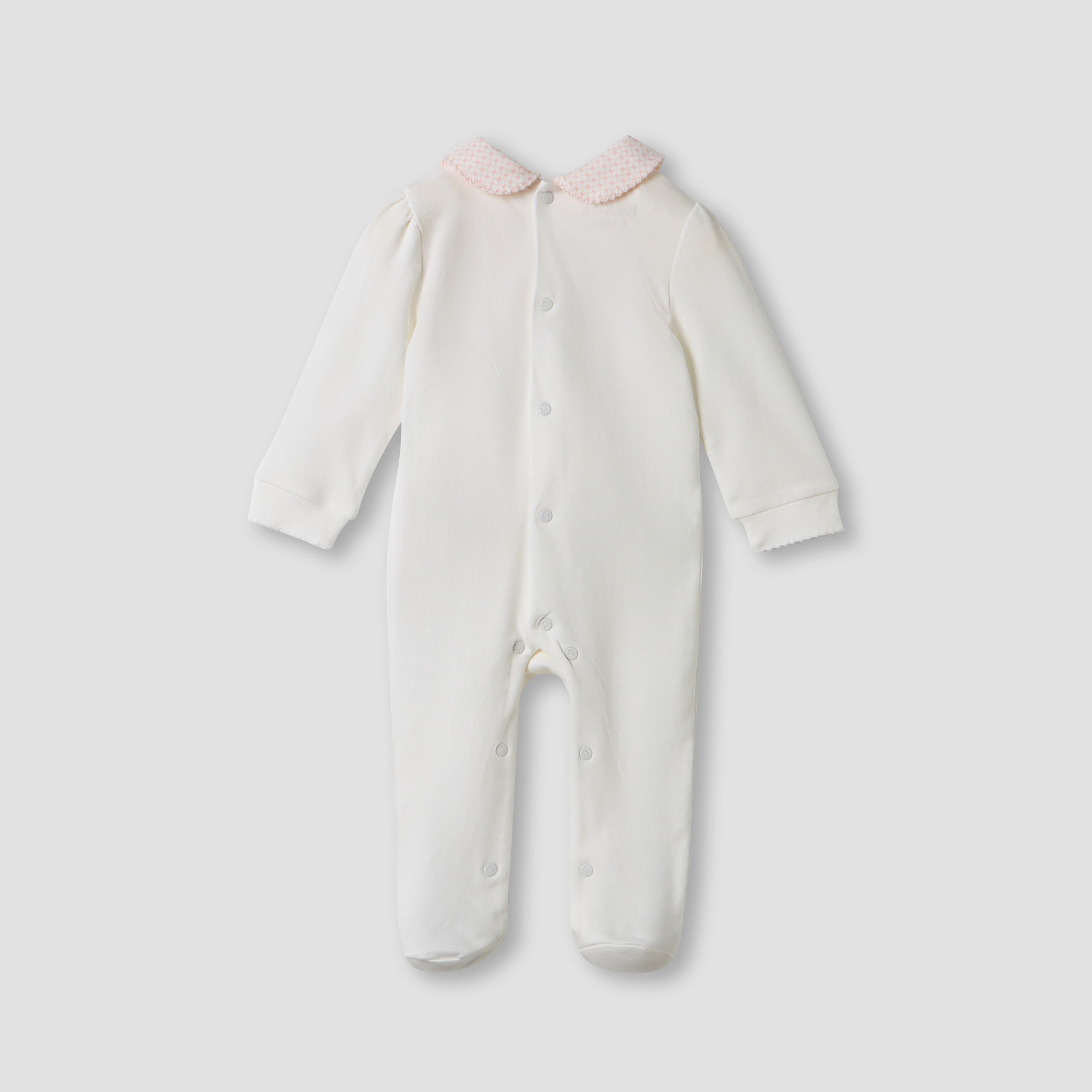 Giggles Bow Accent Collared Closed Feet Sleepsuit with Long Sleeves