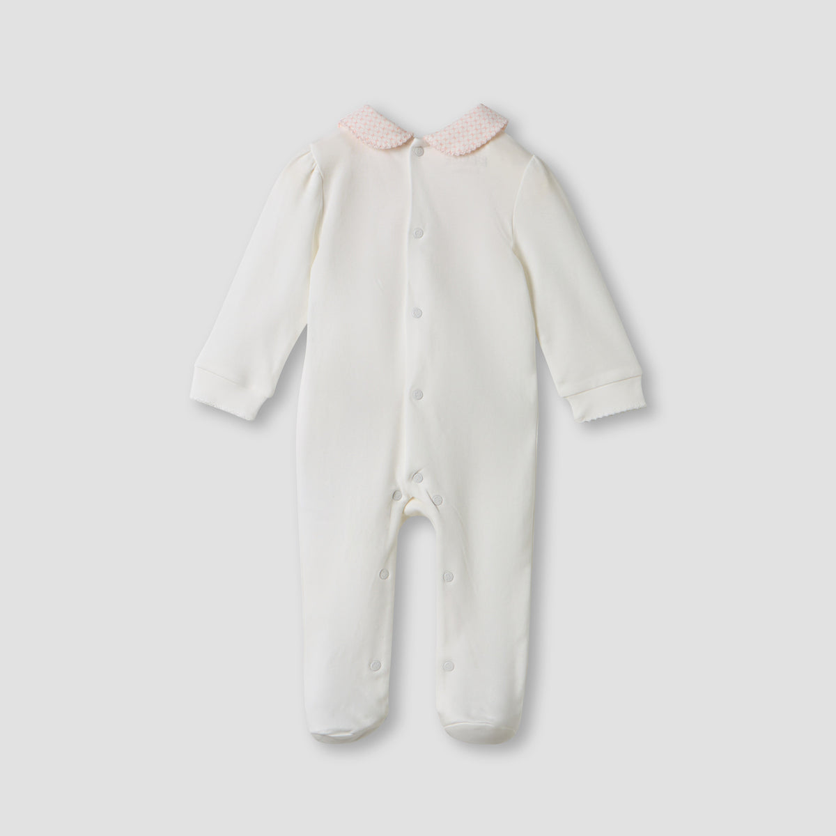 Giggles Bow Accent Collared Closed Feet Sleepsuit with Long Sleeves