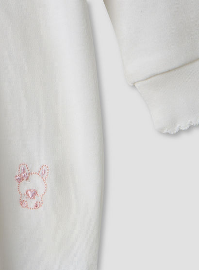 Giggles Bow Accent Collared Closed Feet Sleepsuit with Long Sleeves-baby-girls-clothing-nightwear-sleepsuits-image-4