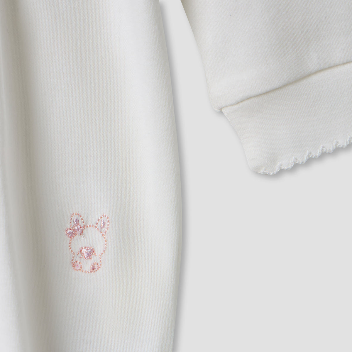 Giggles Bow Accent Collared Closed Feet Sleepsuit with Long Sleeves