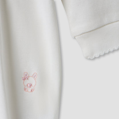 Giggles Bow Accent Collared Closed Feet Sleepsuit with Long Sleeves