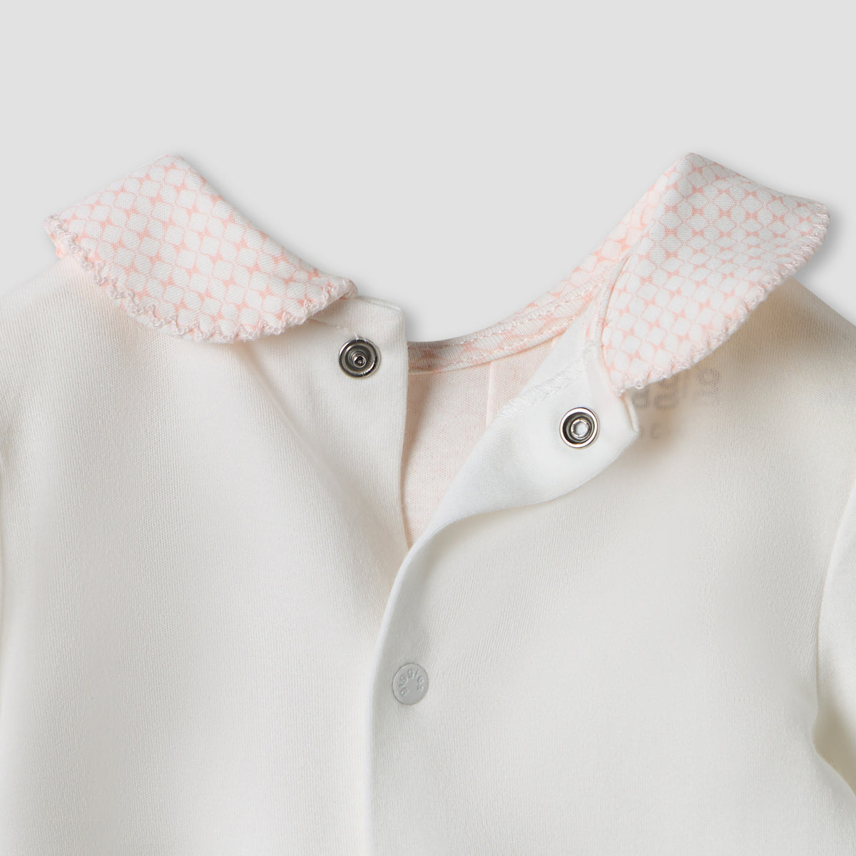 Giggles Bow Accent Collared Closed Feet Sleepsuit with Long Sleeves