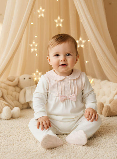 Giggles Bow Accent Collared Closed Feet Sleepsuit with Long Sleeves-baby-girls-clothing-nightwear-sleepsuits-image-8