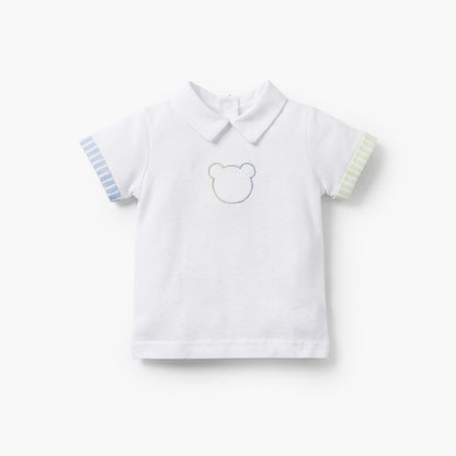 Juniors Collared Short Sleeves Polo T-shirt and Shorts Set with Stripes