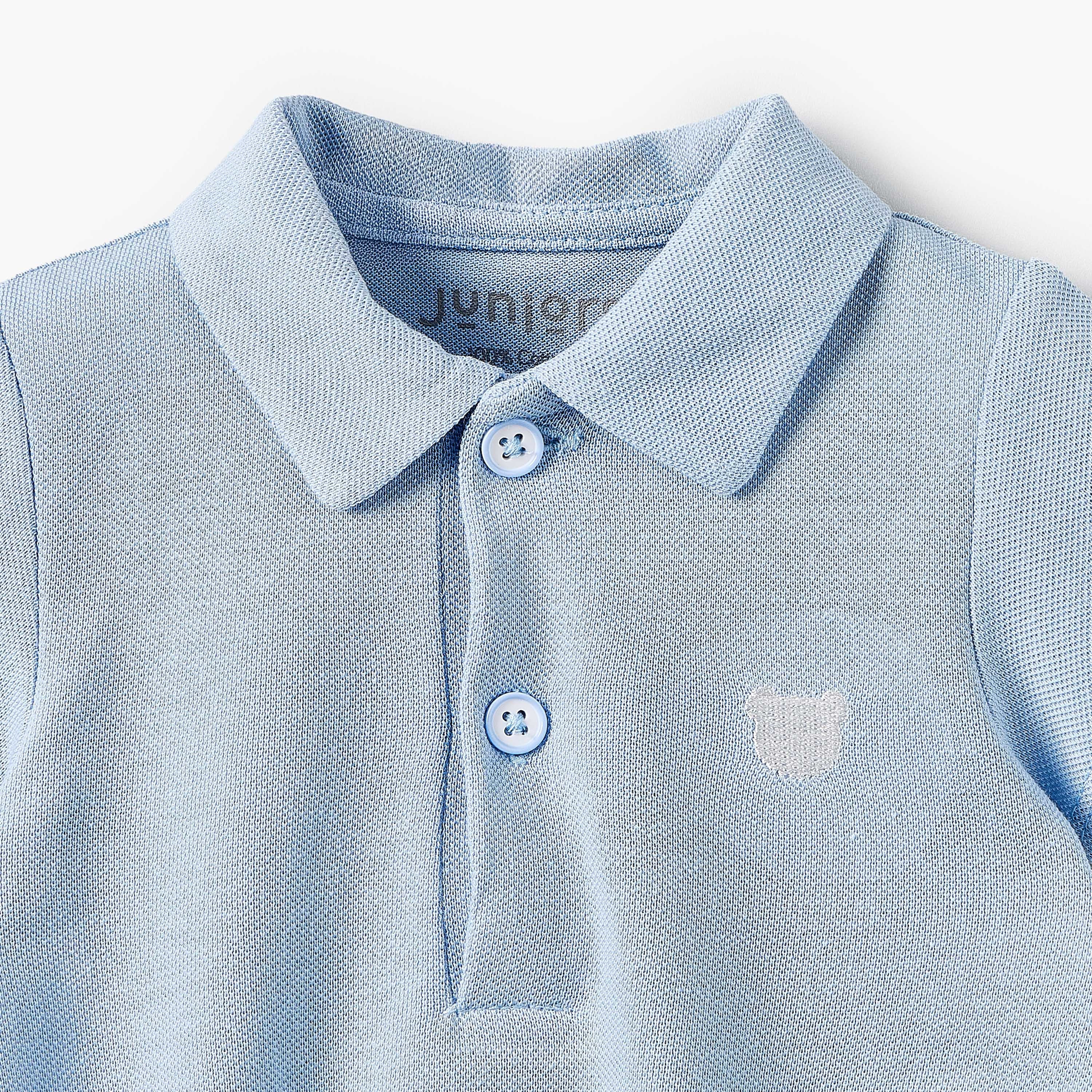 Juniors Collared Short Sleeves Bodysuit with Textured Design