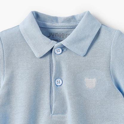 Juniors Collared Short Sleeves Bodysuit with Textured Design