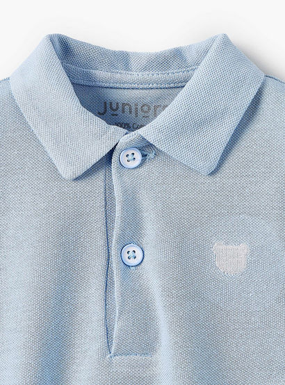 Juniors Collared Short Sleeves Bodysuit with Textured Design-baby-boys-clothing-bodysuits-image-4